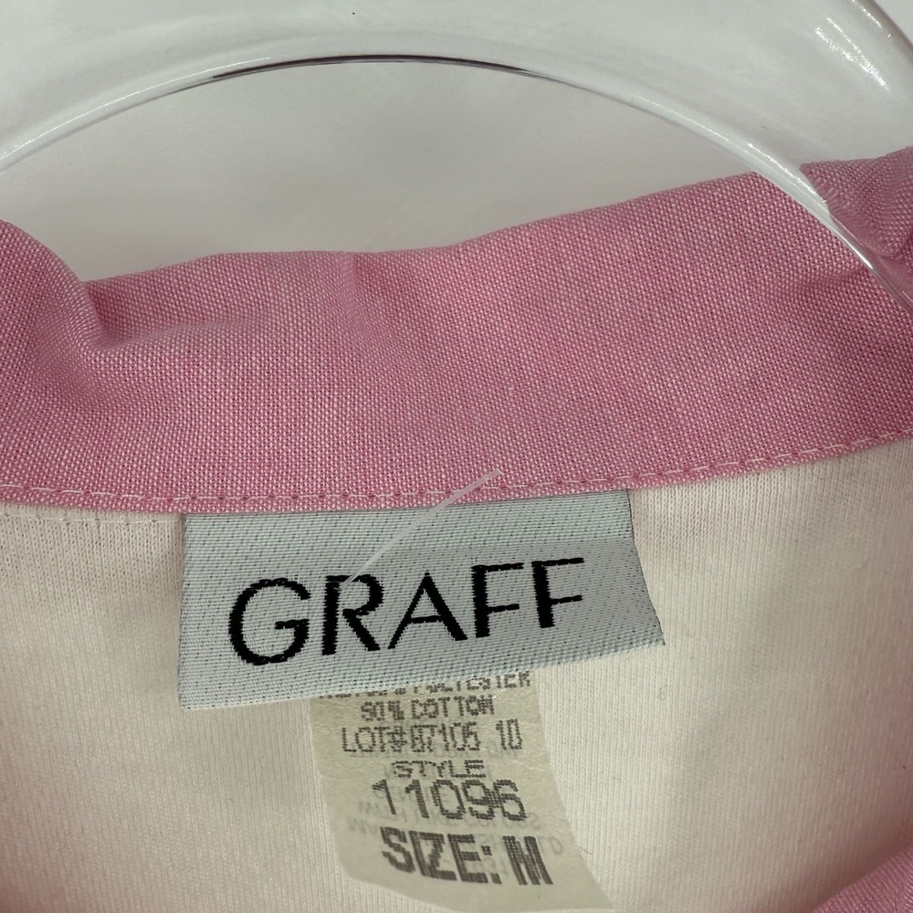 VTG 90s Beach Coastal Preppy White Pink Graff Collared Sweater Top Grandmacore - Picture 16 of 16